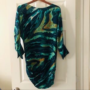 Blue print 100% silk dress